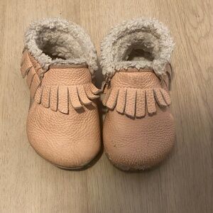 Birdrock baby pink leather moccasins